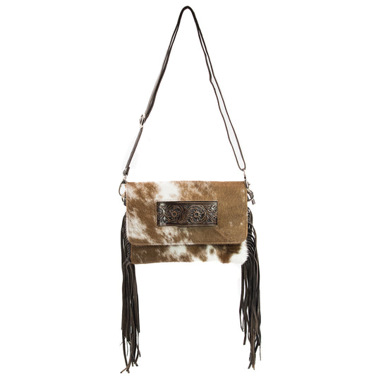 Hide Away Bag - Cross Body Cuff Clutch w/ Fringe Brown