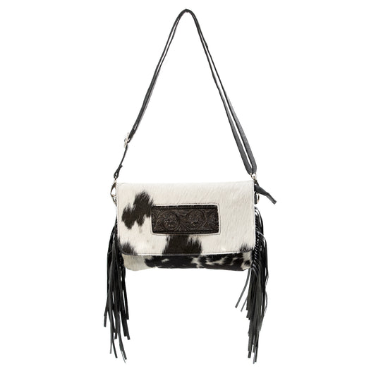 Hide Away Bag- Black and White Cross Body Cuff Clutch